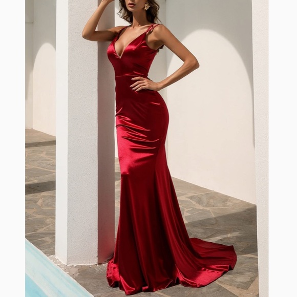 Women's Summer Dress Lace Up Back Satin Bridesmaid, Prom, evening Dress - Picture 4 of 16